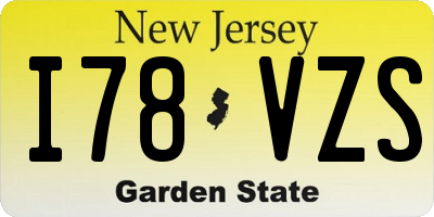 NJ license plate I78VZS
