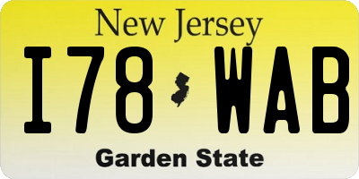 NJ license plate I78WAB