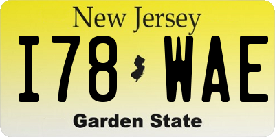 NJ license plate I78WAE