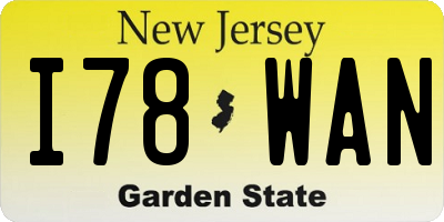 NJ license plate I78WAN
