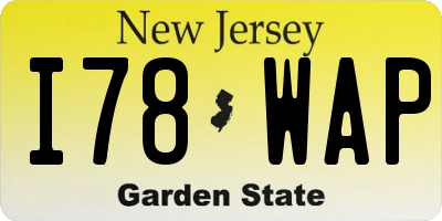 NJ license plate I78WAP