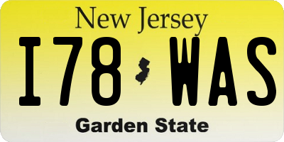NJ license plate I78WAS