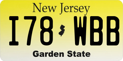 NJ license plate I78WBB