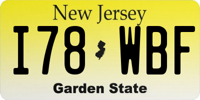 NJ license plate I78WBF