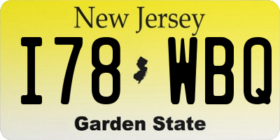 NJ license plate I78WBQ