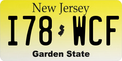 NJ license plate I78WCF