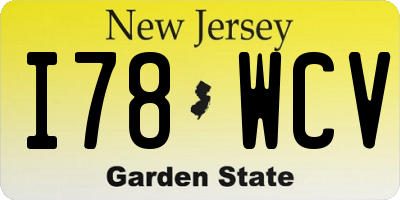 NJ license plate I78WCV