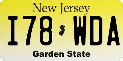 NJ license plate I78WDA