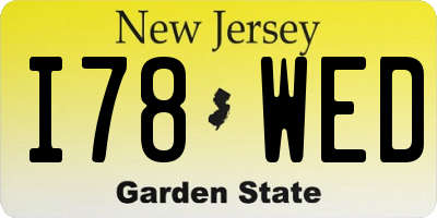 NJ license plate I78WED