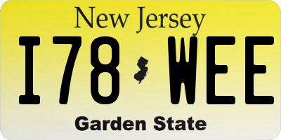 NJ license plate I78WEE