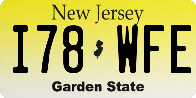 NJ license plate I78WFE
