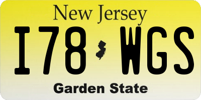 NJ license plate I78WGS