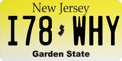 NJ license plate I78WHY