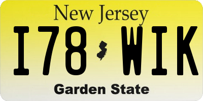 NJ license plate I78WIK