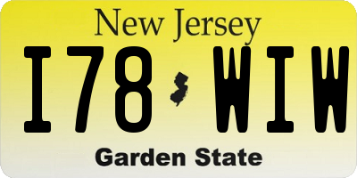 NJ license plate I78WIW