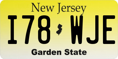 NJ license plate I78WJE
