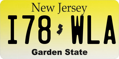 NJ license plate I78WLA