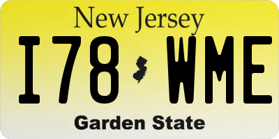 NJ license plate I78WME
