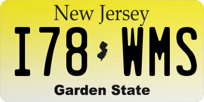 NJ license plate I78WMS