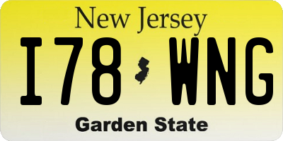 NJ license plate I78WNG