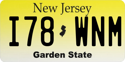 NJ license plate I78WNM