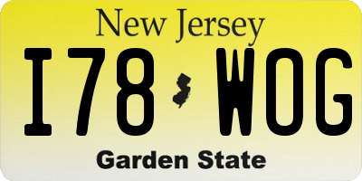 NJ license plate I78WOG