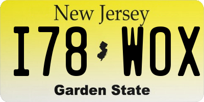 NJ license plate I78WOX