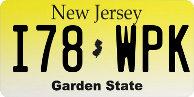 NJ license plate I78WPK