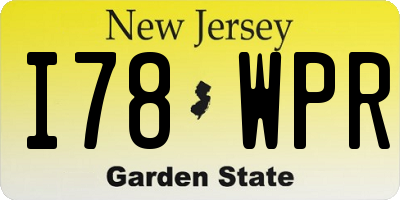 NJ license plate I78WPR