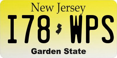 NJ license plate I78WPS