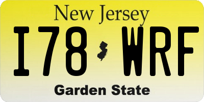 NJ license plate I78WRF