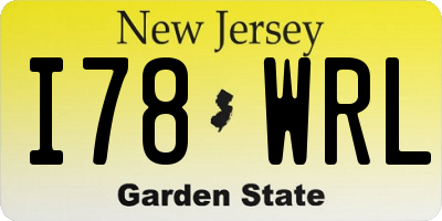 NJ license plate I78WRL