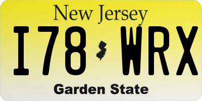 NJ license plate I78WRX