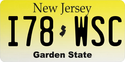 NJ license plate I78WSC
