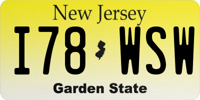 NJ license plate I78WSW