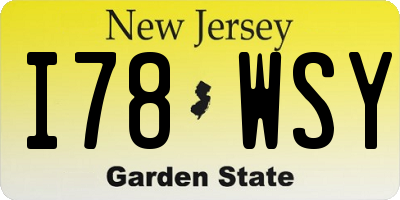 NJ license plate I78WSY
