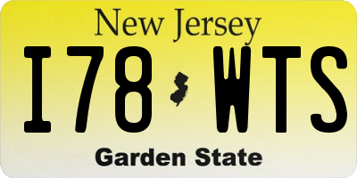 NJ license plate I78WTS