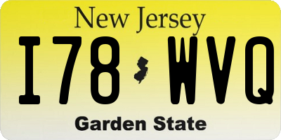 NJ license plate I78WVQ