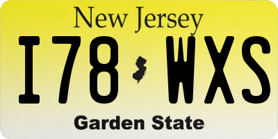 NJ license plate I78WXS