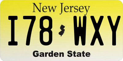 NJ license plate I78WXY