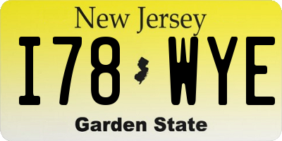 NJ license plate I78WYE