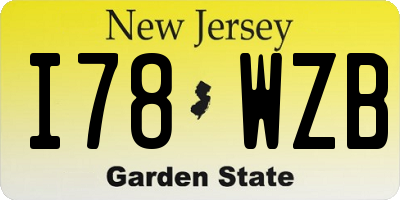 NJ license plate I78WZB