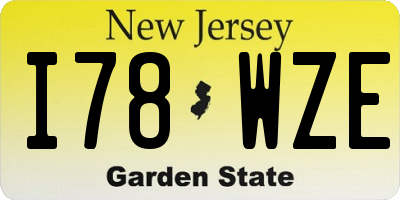 NJ license plate I78WZE