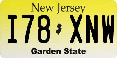 NJ license plate I78XNW