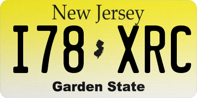 NJ license plate I78XRC