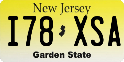 NJ license plate I78XSA