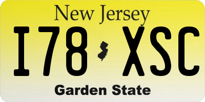 NJ license plate I78XSC