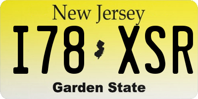NJ license plate I78XSR
