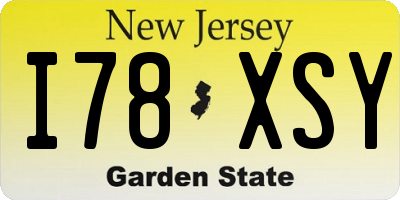 NJ license plate I78XSY