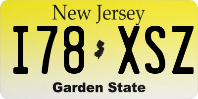 NJ license plate I78XSZ